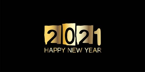 Obraz premium Golden 2021 Sparkling Border Christmas Logo Wallpaper. Happy New Year 