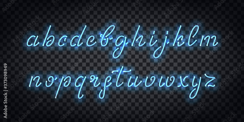 Fototapete vector realistic isolated neon sign of cursive font for template decoration and covering on the tran