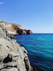 Fototapeta na wymiar Cape Fiolent, Crimea. Crimea coast, Russia. Black sea and rocks