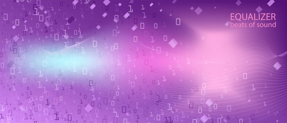 Binary Code Vector Background. Matrix Flying Binary Code. Fractal Fluid Data Punk Equalizer Slide. Pink Purple Blue Background. 