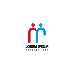 Human social, unity, together, connection, relation, community, initial m letter linked logo template design vector