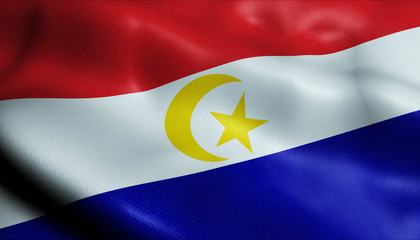 3D Waving Malaysia City Council Flag of Johor Bahru Closeup View