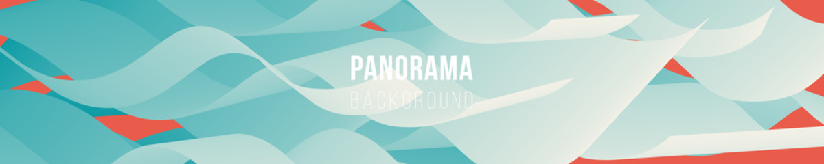 Fluid bright colored panorama. Abstract liquid shapes composition. 3D effect with blend gradient. Eps10 vector illustration.