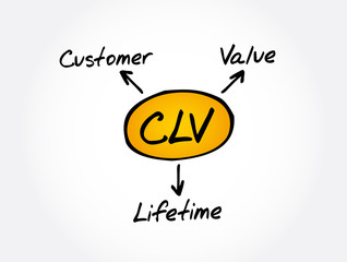 CLV - Customer Lifetime Value acronym, business concept background