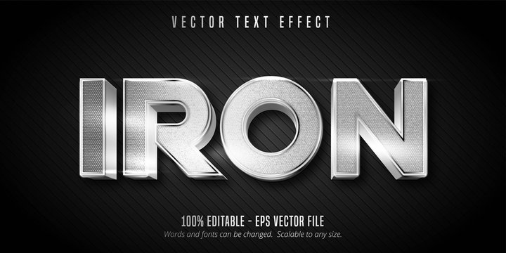 Iron text, silver color metallic style editable text effect