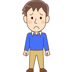 不安な男性のイラスト