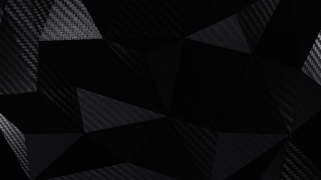 Carbon dark triangular polygonal geometric background seamless motion loop. 3D animation