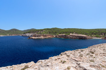 Fototapeta na wymiar Seascape off the coast of the island of Ibiza. Balearic Islands, Spain