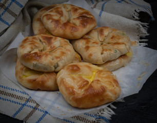Eastern European placinte pastries filled with cottage cheese and potatoes