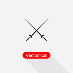 Fencing Sport Icon, Fencing Sword Icon, Cross Rapiers Icon vector illustration eps 10