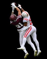 Fototapeta na wymiar Great action photos of football players making amazing plays during a football game