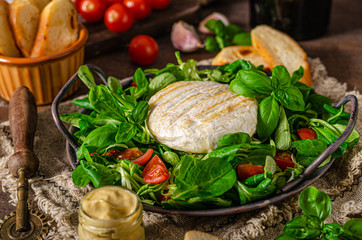 Grilled camembert with delicious salad