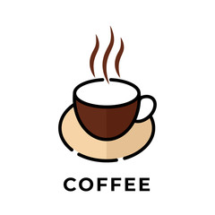 Coffee cup icon vector design illustration. Cup of Coffee icon vector isolated on white background. Simple Coffee Cup design for Logo, web icon, sign and symbol vector illustration template.