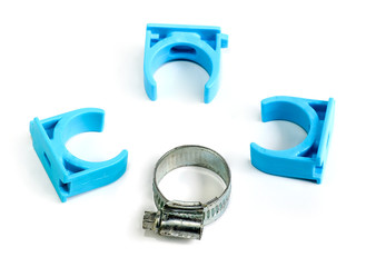 PVC pipe hooks are available in both plastic and metal for plumbing into the building where water is needed.