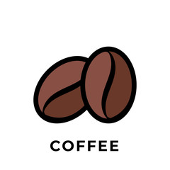 Coffee beans icon vector design illustration. Coffee icon vector isolated on white background. Simple Coffee beans design for Logo, web icon, sign and symbol vector illustration template.