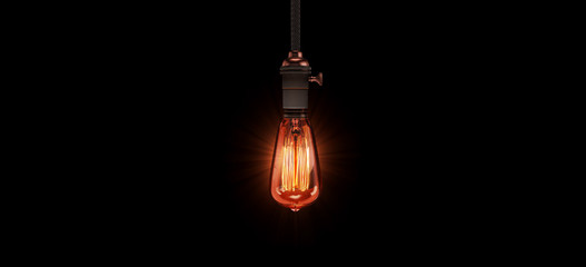 leuchtende retro edison hängelampe als 3d rendering  