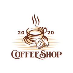 Coffee Logo design vector illustration. Vintage Coffee Logo vector design concept for cafe and restaurant. Abstract Coffee Shop vector design for Logo, icon, label, badge, sign and symbol.