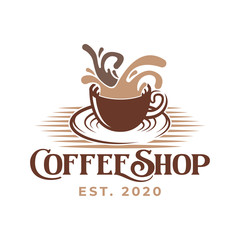 Coffee Logo design vector illustration. Vintage Coffee Logo vector design concept for cafe and restaurant. Abstract Coffee Shop vector design for Logo, icon, label, badge, sign and symbol.