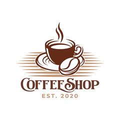 Coffee Logo design vector illustration. Vintage Coffee Logo vector design concept for cafe and restaurant. Abstract Coffee Shop vector design for Logo, icon, label, badge, sign and symbol.
