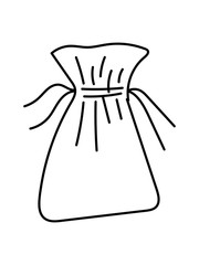 A DRAWN MAGIC BAG WITH A SPELL ISOLATED ON A WHITE BACKGROUND