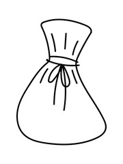 A DRAWN MAGIC BAG WITH A SPELL ISOLATED ON A WHITE BACKGROUND