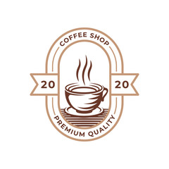Coffee Logo design vector illustration. Retro Vintage Coffee Logo vector design concept for cafe and restaurant emblem. Coffee Shop vector design for Logo, icon, label, badge, sign and symbol.