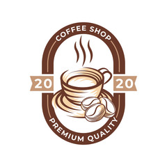 Coffee Logo design vector illustration. Retro Vintage Coffee Logo vector design concept for cafe and restaurant emblem. Coffee Shop vector design for Logo, icon, label, badge, sign and symbol.