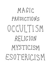 DRAWN MAGIC INSCRIPTIONS ISOLATED ON A WHITE BACKGROUND