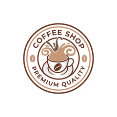 Coffee Logo design vector illustration. Retro Vintage Coffee Logo vector design concept for cafe and restaurant emblem. Coffee Shop vector design for Logo, icon, label, badge, sign and symbol.