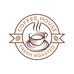 Coffee Logo design vector illustration. Retro Vintage Coffee Logo vector design concept for cafe and restaurant emblem. Coffee Shop vector design for Logo, icon, label, badge, sign and symbol.