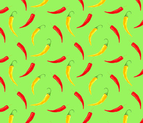 Pattern on a white background bell pepper pepper Chile yellow and red.