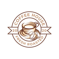 Coffee Logo design vector illustration. Retro Vintage Coffee Logo vector design concept for cafe and restaurant emblem. Coffee Shop vector design for Logo, icon, label, badge, sign and symbol.