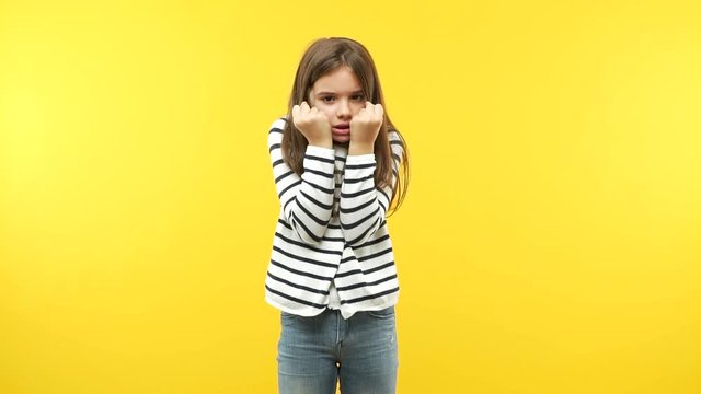 Funny little child girl angry and upset