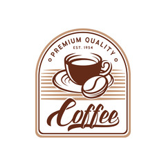Coffee Logo design vector illustration. Retro Vintage Coffee Logo vector design concept for cafe and restaurant emblem. Coffee Shop vector design for Logo, icon, label, badge, sign and symbol.
