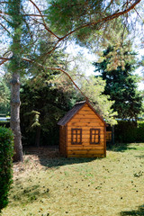 wooden house for garden decoration and children's games.
