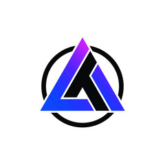 Letter LT triangle logo design vector
