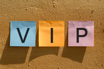 VIP Very Important Person text on adhesive stickers for notes