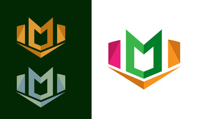 Abstract letter M 3D multiple colors