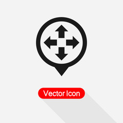 Navigate Icon, Move Cursor Icon In Map Pin vector illustration Eps10