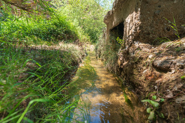 water passing through an irrigation ditch