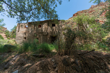 Fototapeta na wymiar Abandoned flour mill among the trees