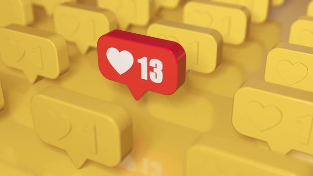 like icon with heart.Comment 3d cartoon flat style.Isometric heart of rating, social media, followers feedback, referral program, blogging.