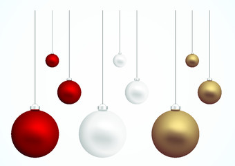 Colorful christmas balls on white background. Vector graphic.