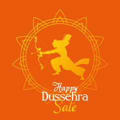 lord ram with bow and arrow gold silhouette in mandala vector design