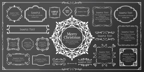 クリスマスのフレームセット、リースのデザイン、オーナメントや装飾デザイン。