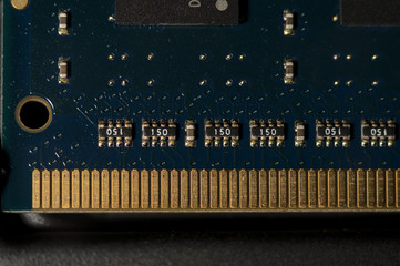 Macro shot of hard disk board oxides