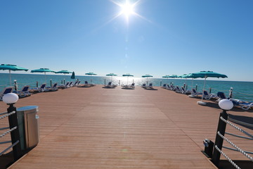sea wooden pier in the resort