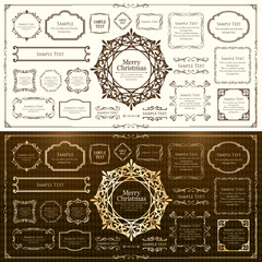 クリスマスのフレームセット、リースのデザイン、オーナメントや装飾デザイン。