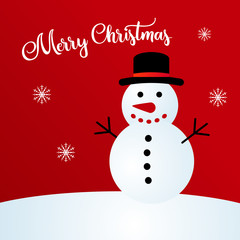 Merry Christmas greeting card with snowman