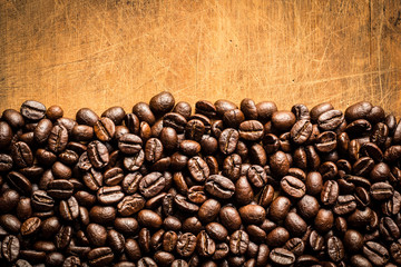 coffee beans on wood background